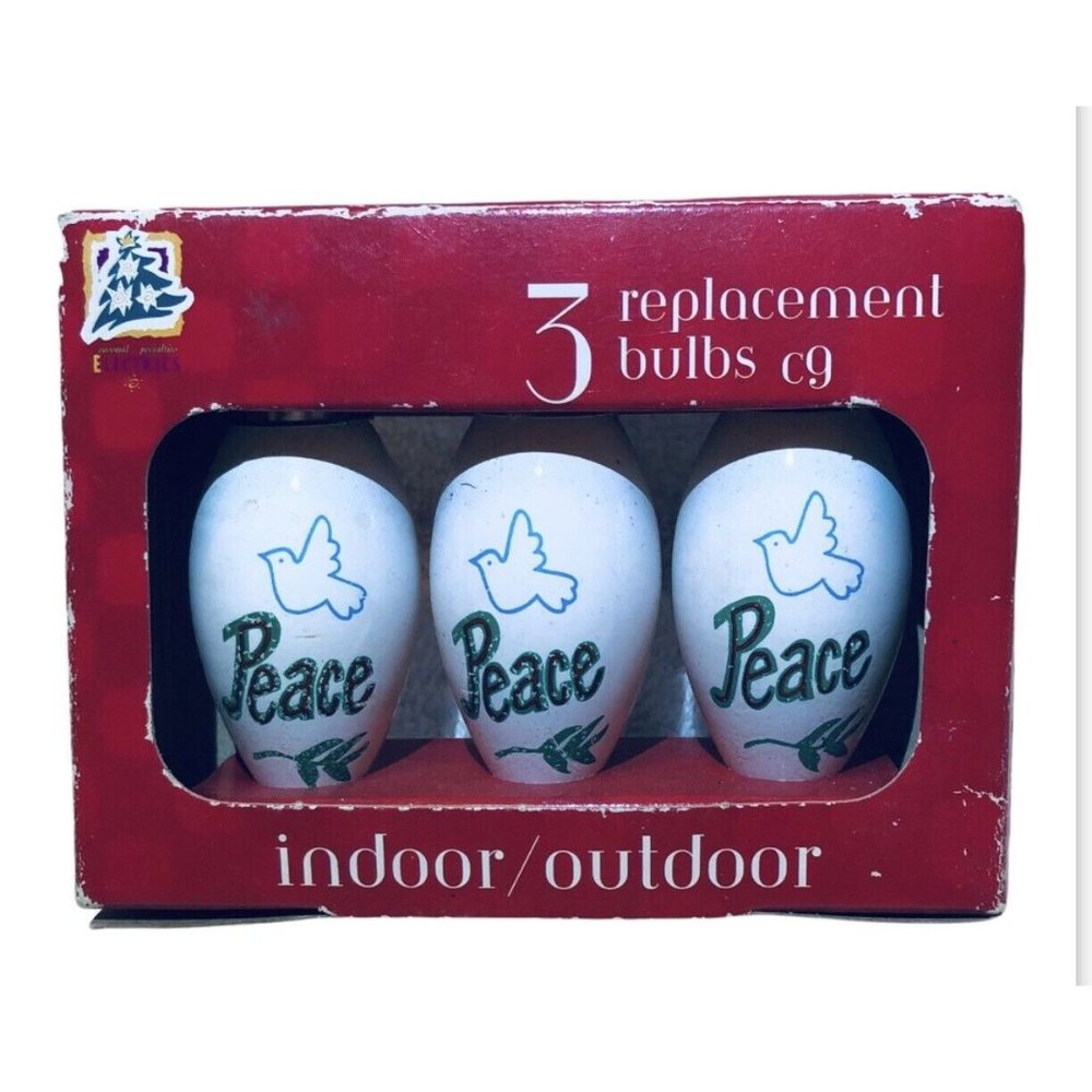 Vtg 1996 Christmas “Peace” & Doves 7 watt Replacement Bulbs 3 Per Pk See Pics